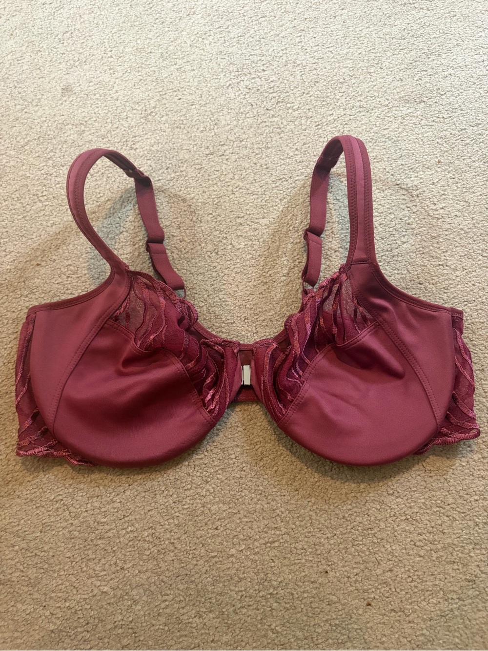 Paramour burgundy embroidered bra size 38C